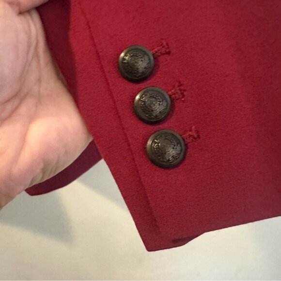 Nine West Burgundy Tuxedo Regencycore Blazer Black Contrast Collar Size 10 NWT - Picture 8 of 14